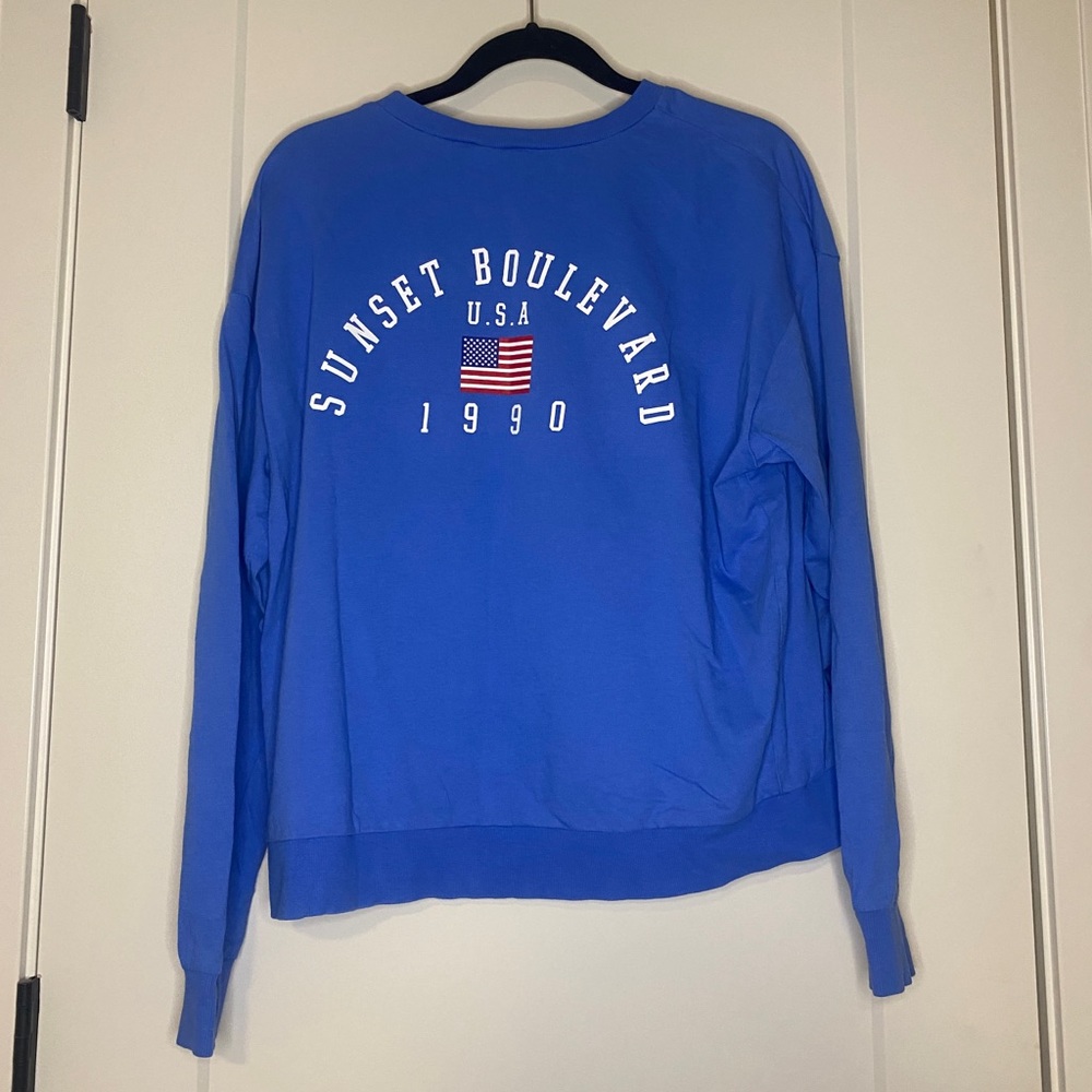 H&M blue long sleeve Sunset BLVD crew neck